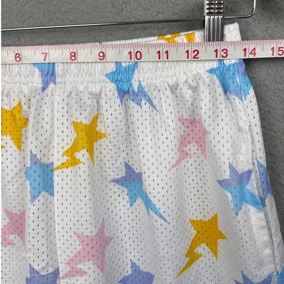 Eric Emanuel x BAPE EE Basic Shorts White Mesh Stars Lightning Bolts Size L - Picture 4 of 7